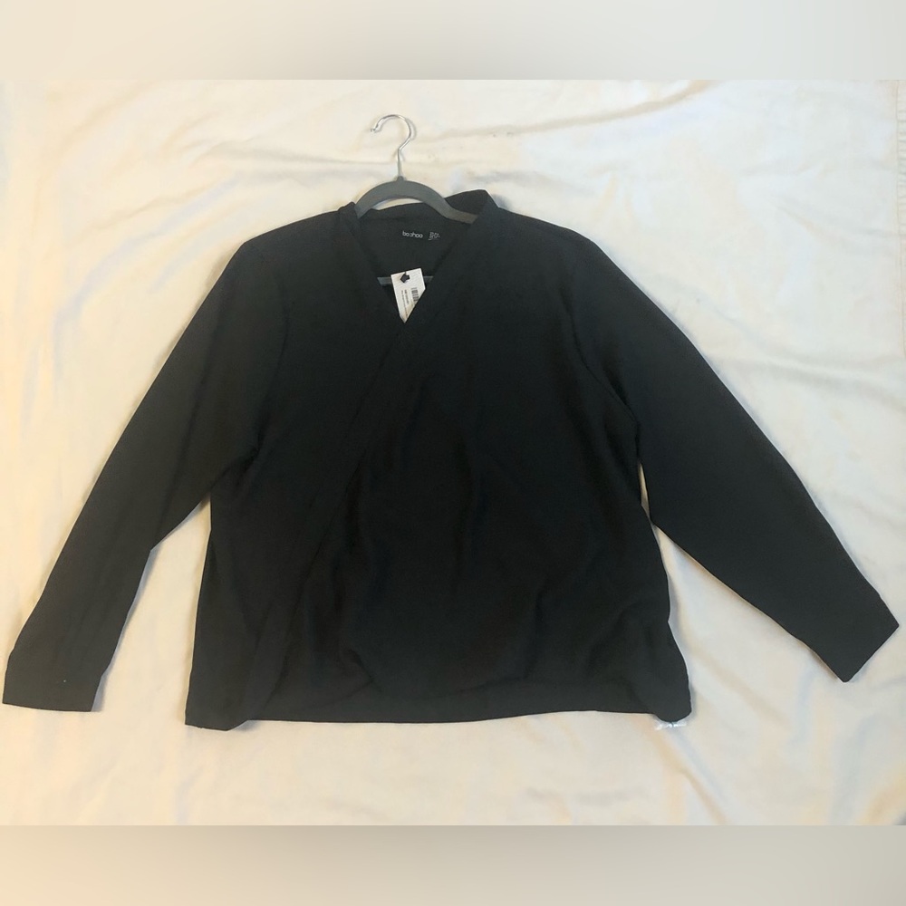 BOOHOO LONG SLEEVE DRAPED BLOUSE